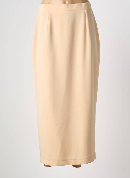 Jupe mi-longue coupe droite beige PL COUTURE femme