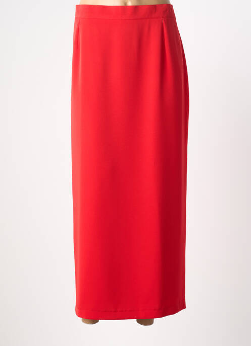 Jupe longue fermeture zippée au dos rouge PL COUTURE femme