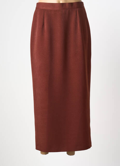 Jupe longue fermeture zippée au dos marron PL COUTURE femme