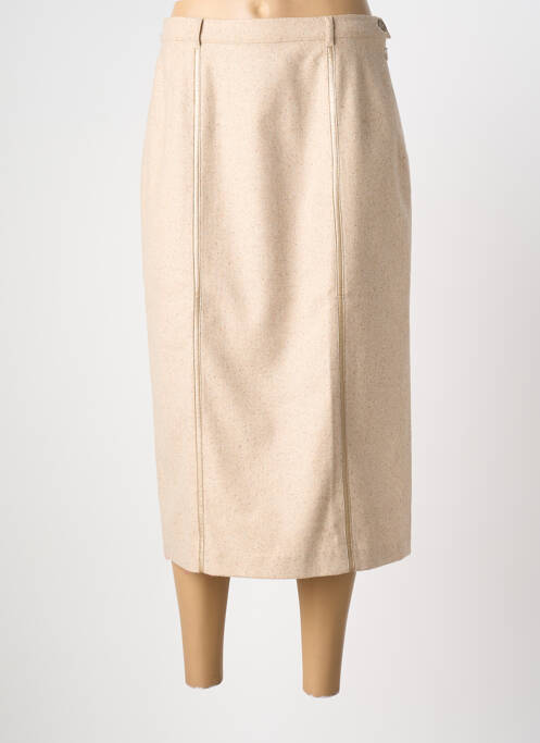 Jupe mi-longue fermeture zip latéral beige PAUSE CAFE femme