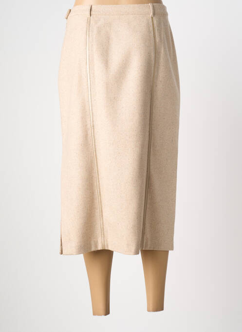 Jupe mi-longue fermeture zip latéral beige PAUSE CAFE femme