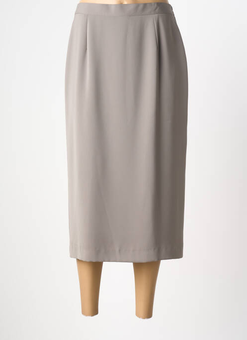 Jupe mi-longue fermeture zip latéral gris PL COUTURE femme