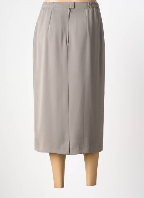 Jupe mi-longue fermeture zip latéral gris PL COUTURE femme