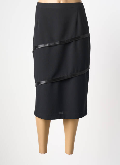Jupe mi-longue coupe droite noir PL COUTURE femme