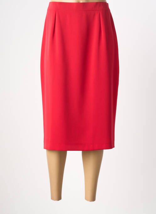 Jupe mi-longue coupe droite rouge PL COUTURE femme