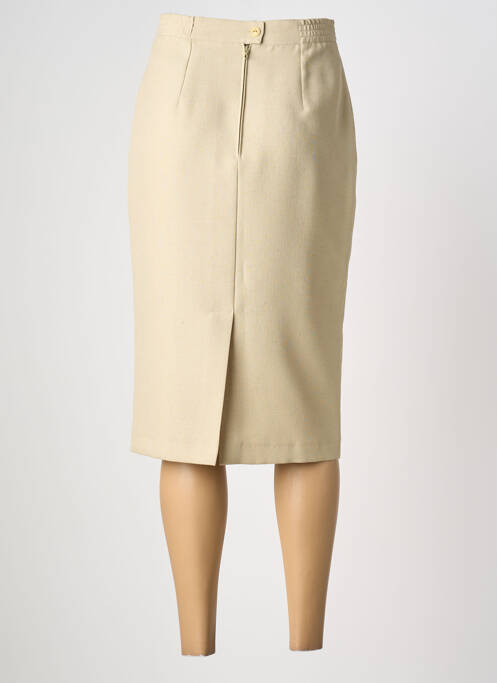 Jupe mi-longue coupe droite beige PL COUTURE femme