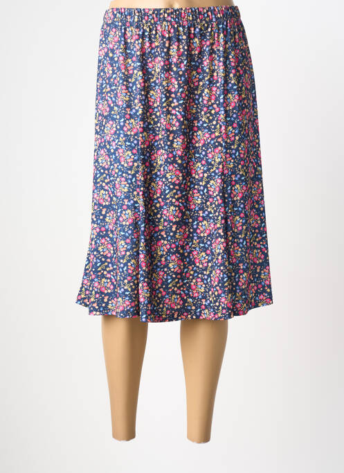 Jupe mi-longue taille élastique bleu FRANCE RIVOIRE femme