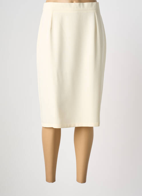 Jupe mi-longue coupe droite beige PL COUTURE femme