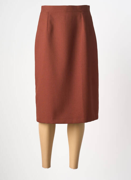 Jupe mi-longue coupe droite marron PL COUTURE femme