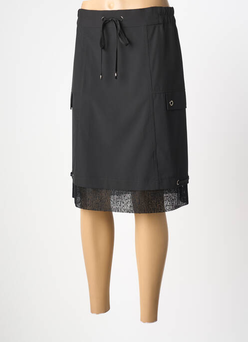 Jupe mi-longue coupe droite noir GRIFFON femme
