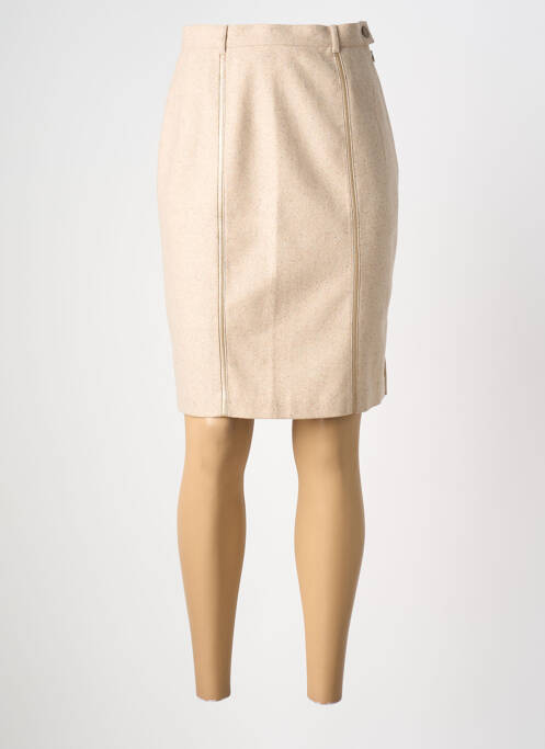Jupe mi-longue fermeture zip latéral beige PAUSE CAFE femme