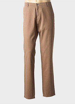 Pantalon chino tissage popeline taille normale marron BRUNO SAINT HILAIRE homme