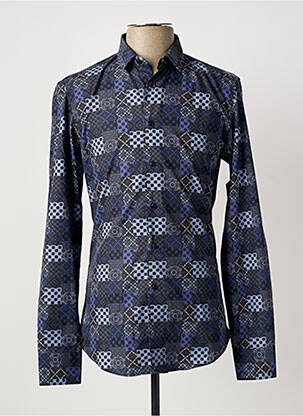 Chemise manches longues imprimé fantaisie bleu ROSSI homme