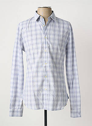 Chemise manches longues imprimé carreaux bleu CERRUTI 1881 homme