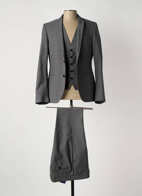 Costume de cérémonie fermeture zippée sous rabat avec crochet gris MANUEL RITZ homme