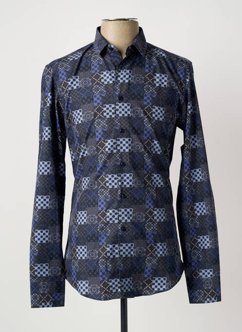 Chemise manches longues imprimé fantaisie bleu ROSSI homme