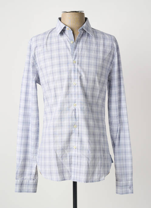 Chemise manches longues imprimé carreaux bleu CERRUTI 1881 homme