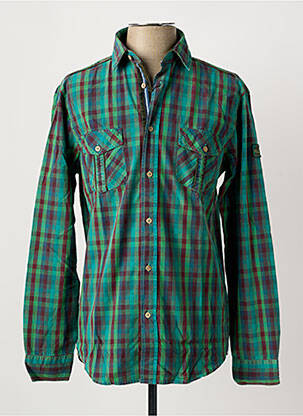 Chemise manches longues imprimé écossais vert MONTE CARLO homme
