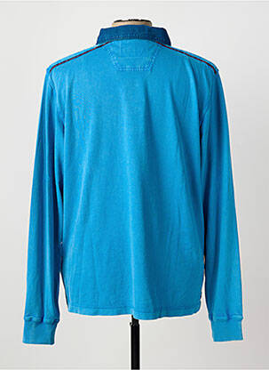 Polo tissage chiné manches longues bleu MONTE CARLO homme