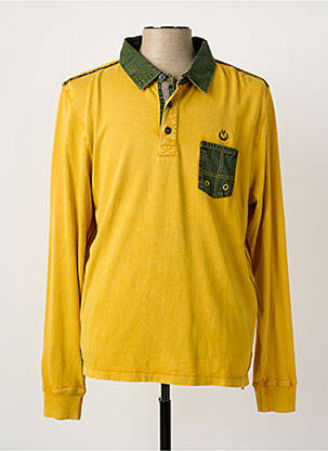 Polo tissage chiné manches longues jaune MONTE CARLO homme