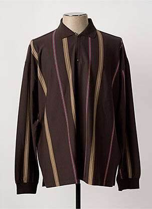 Pull col polo manches longues marron SQUADRA TEAM homme