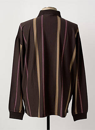 Pull col polo manches longues marron SQUADRA TEAM homme