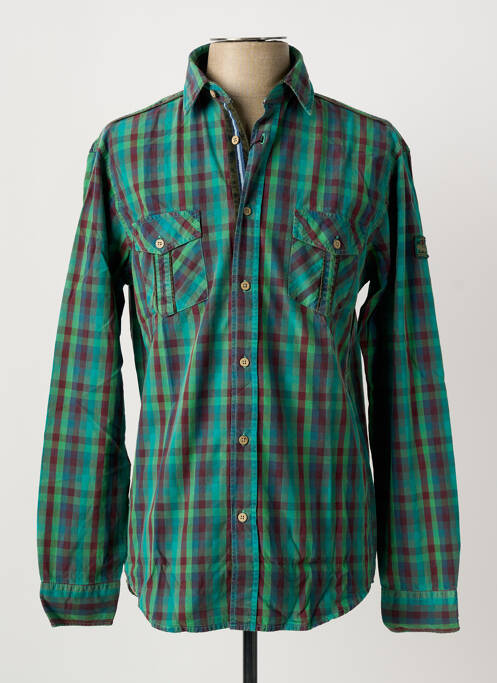 Chemise manches longues imprimé écossais vert MONTE CARLO homme