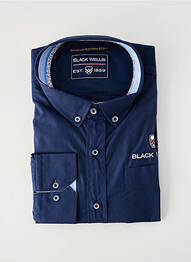 Chemise manches longues coupe droite bleu BLACK WELLIS homme