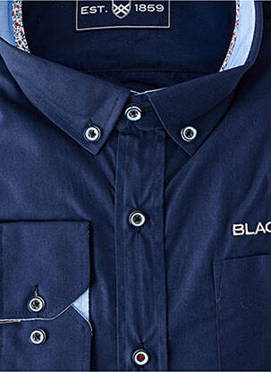 Chemise manches longues coupe droite bleu BLACK WELLIS homme