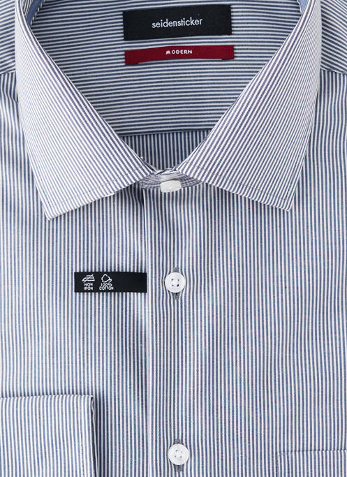 Chemise manches longues imprimé rayures bleu SEIDEN STICKER homme