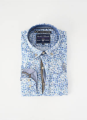 Chemise manches longues coupe droite bleu BLACK WELLIS homme