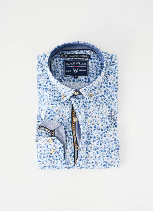 Chemise manches longues bleu BLACK WELLIS homme