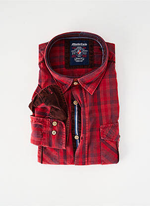 Chemise manches longues imprimé carreaux rouge MONTE CARLO homme