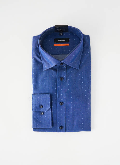 Chemise manches longues imprimé carreaux bleu SEIDEN STICKER homme