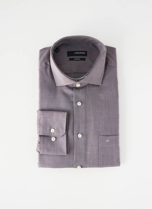 Chemise manches longues marron SEIDEN STICKER homme