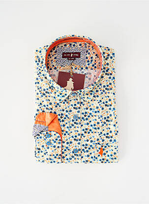 Chemise manches longues imprimé fantaisie jaune MCS homme
