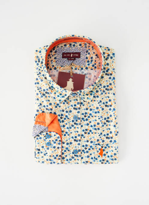 Chemise manches longues imprimé fantaisie jaune MCS homme