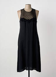 Robe mi-longue tissage crêpe sans manche noir SONIA RYKIEL femme