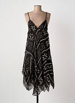 Robe mi-longue doublure fines bretelles marron RALPH LAUREN femme