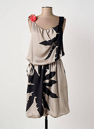 Robe mi-longue coupe fluide sans manche beige SONIA RYKIEL femme