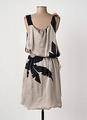 Robe mi-longue coupe fluide sans manche beige SONIA RYKIEL femme