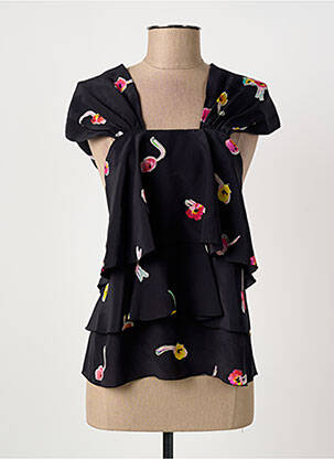 Top tissage crêpe sans manche noir SONIA RYKIEL femme