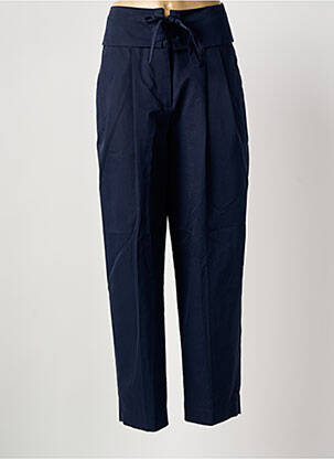 Pantalon droit tissage popeline taille haute bleu SONIA RYKIEL femme