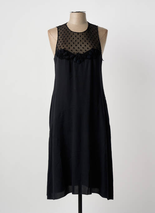 Robe mi-longue tissage crêpe sans manche noir SONIA RYKIEL femme