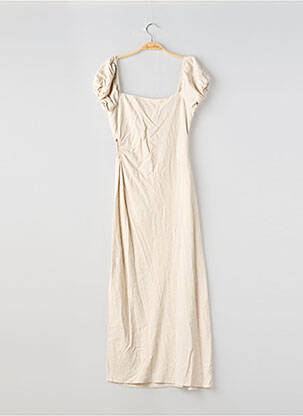 Robe longue manches courtes manches courtes beige STRADIVARIUS femme