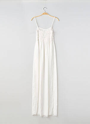 Robe longue tissage crêpe fines bretelles blanc OH POLLY femme