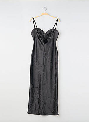 Robe longue manches bretelles ajustables fines bretelles noir GINA TRICOT femme