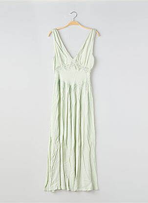 Robe longue tissage crêpe sans manche vert MANGO femme