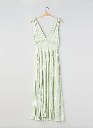 Robe longue tissage crêpe sans manche vert MANGO femme
