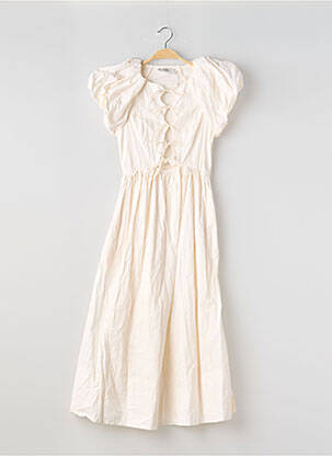 Robe mi-longue manches courtes manches courtes beige LOVAAN femme